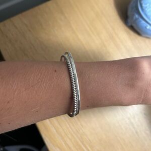 Elegant Silver Maple & J Bangle Bracelet